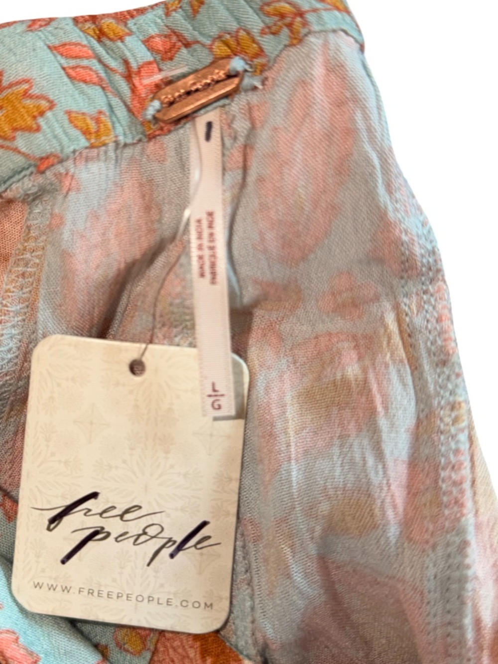 Free People Bali Sultry Boho Floral Wide Leg Flare-NWT-size large - Picture 6 of 7
